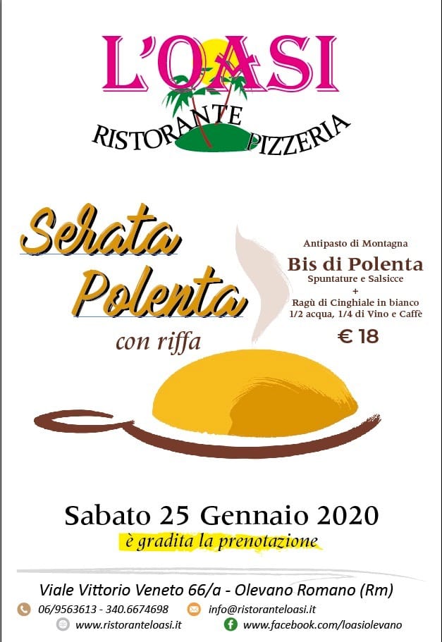 Serata polenta con riffa - Ristorante Pizzeria L'Oasi - Olevano Romano